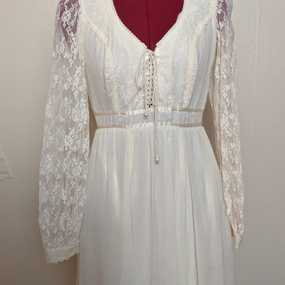 Vintage gunne sax white natural fiber maxi dress - Picture 5 of 8